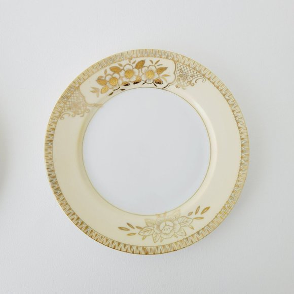 Vintage Floral Chikaramachi Gold & Cream Embossed Hand-Painted Salad Plates(2) - Picture 3 of 13